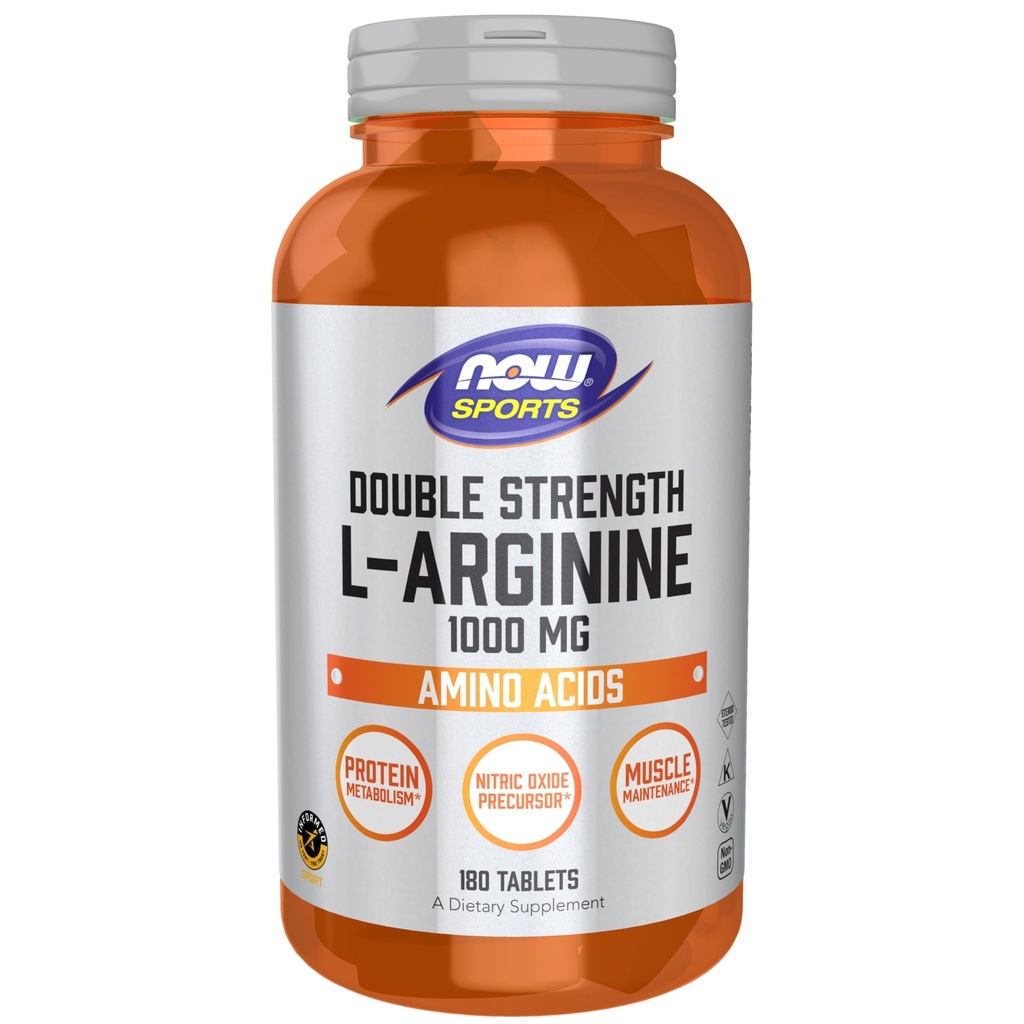 Now Foods Sports Nutrition, L-Arginine Double Strength 1000mg, Nitric Oxide Precursor, Amino Acids, 180 Tablets