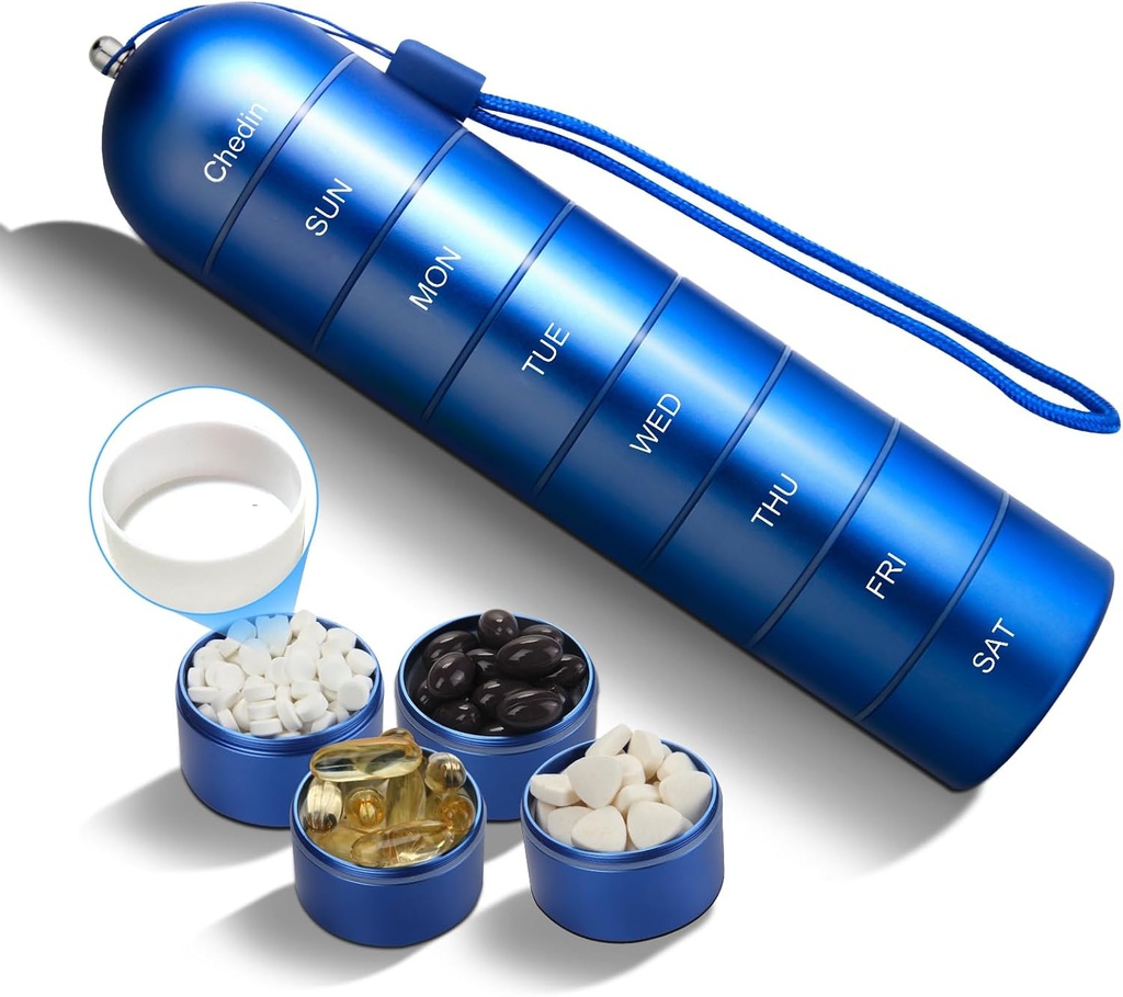 Εβδομαδιαία διοργανωτής χαπιών, 7 ημέρες επιπλέον μεγάλη θήκη χαπιών, δοχείο, αδιάβροχο και μεγάλο διαμέρισμα για την εκμετάλλευση συμπληρώματα, βιταμίνες, ιχθυέλαιο και ιατρική (μπλε)
