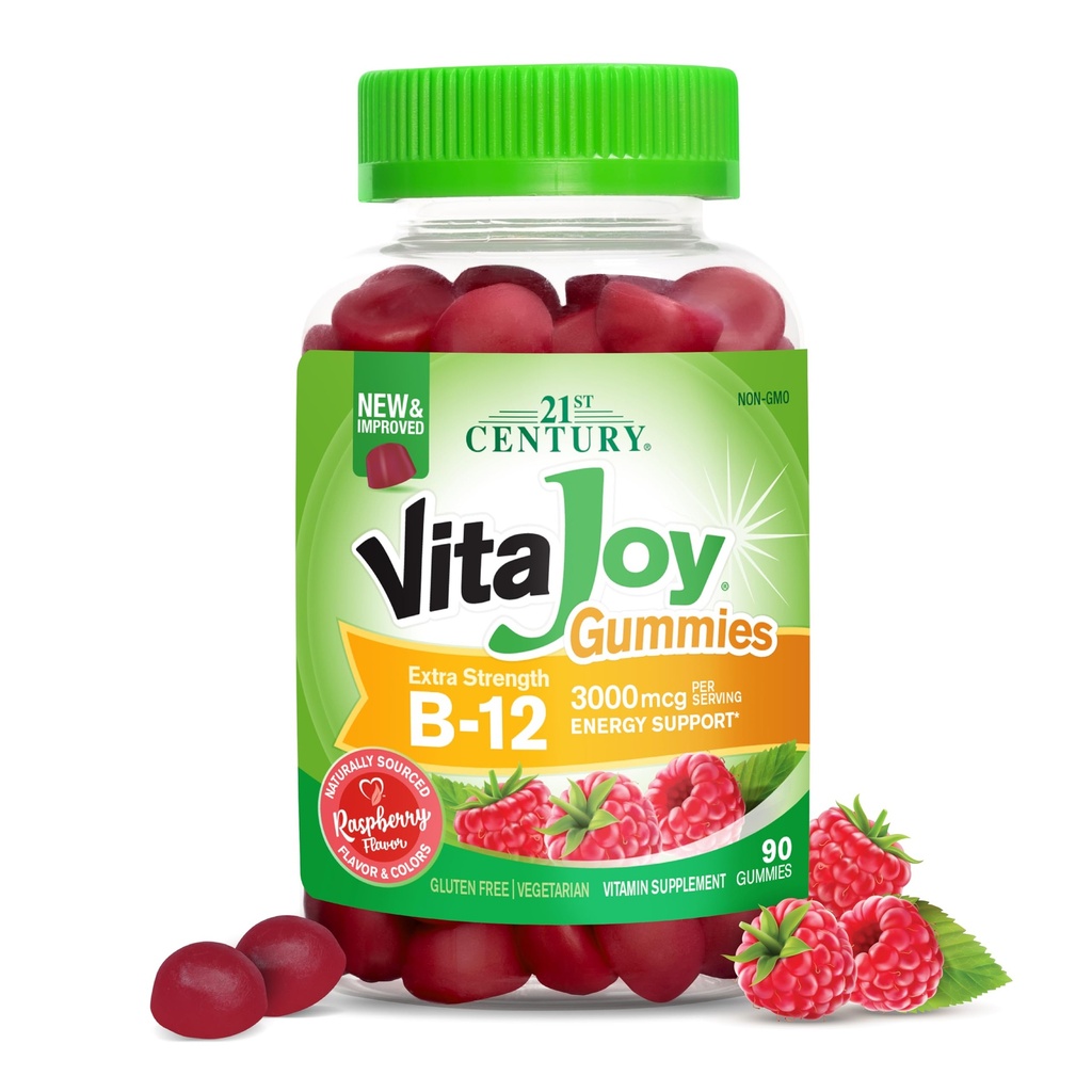 21ος αιώνας VitaJoy επιπλέον δύναμη B-12 3000 mcg Gummies, Βατόμουρο, 90 κόμης