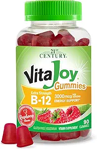 21ος αιώνας VitaJoy επιπλέον δύναμη B-12 3000 mcg Gummies, Βατόμουρο, 90 κόμης