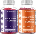 Vitamatic Magnesium Gummies & Μελατονίνη Gummies Combo - 60 Count Each