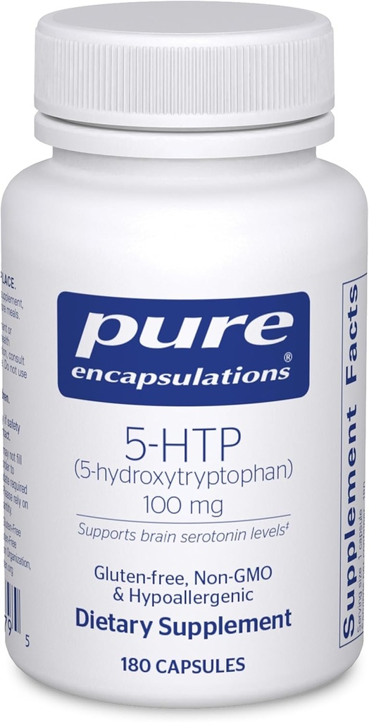 Καθαρές ενθυλακώσεις 5- HTP 100 mg - Εγκεφαλική υγεία, ρύθμιση ύπνου & υποστήριξη ορεκτικών * - 5-υδροξυθρυπτοφάνη - Χωρίς γλουτένη & μη ΓΤΟ - 180 κάψουλες