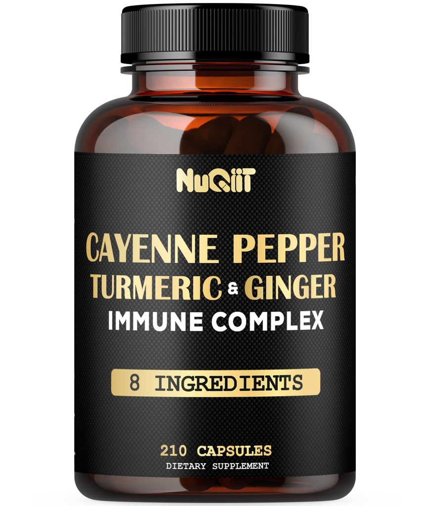 210 Pills - Cayenne Pepper Capsules Organic with Turmeric, Ginger, Immune Support Complex as Elderberry, Echinacea, Garlic Bulb - Digestion, Heart Health & Body Management