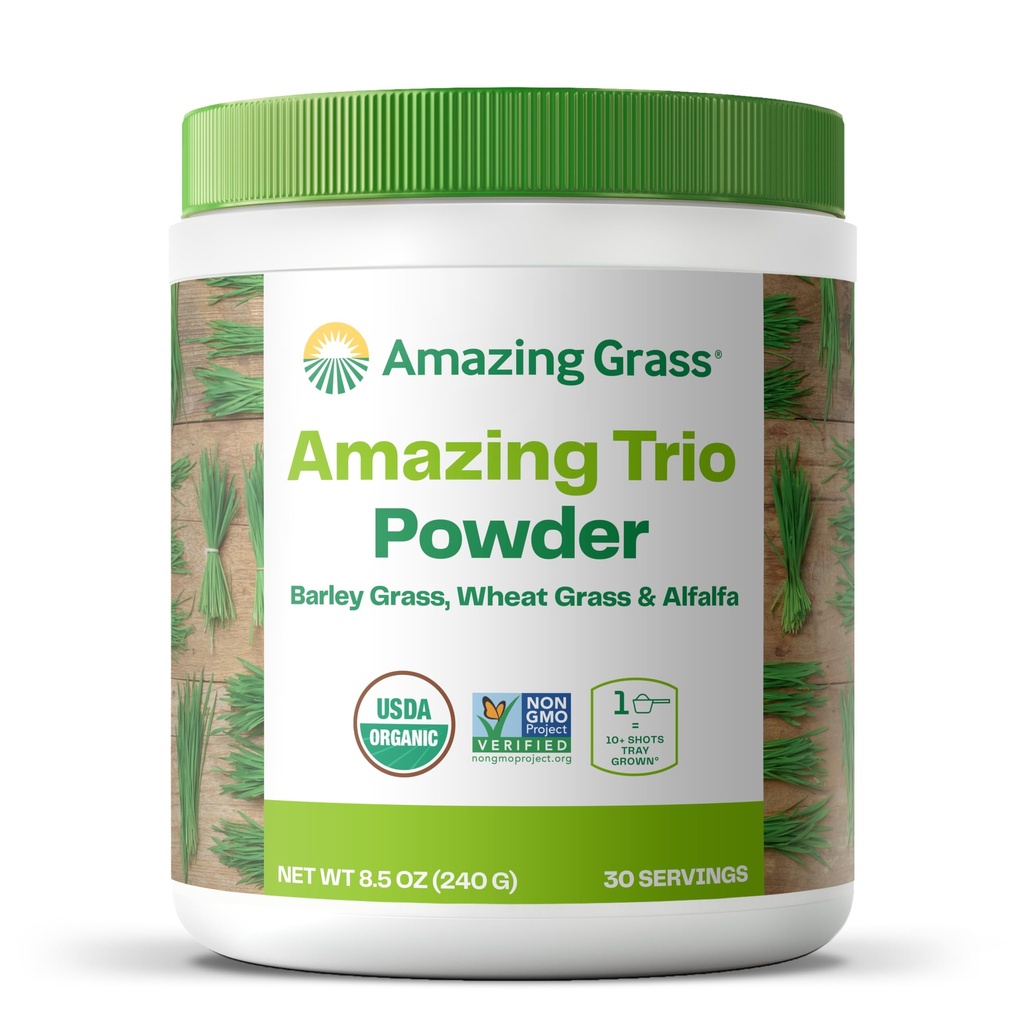 Amazing Grass Greens Trio: Πράσινοι σκόνη με wheatgrass, Alfalfa, και Barley Grass, πλούσια πηγή της χλωροφύλλης, 30 εξυπηρετούν
