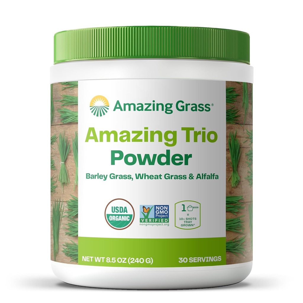 Amazing Grass Greens Trio: Πράσινοι σκόνη με wheatgrass, Alfalfa, και Barley Grass, πλούσια πηγή της χλωροφύλλης, 30 εξυπηρετούν