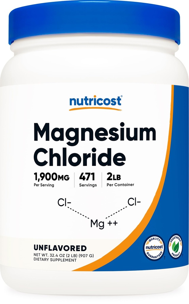 Χλωριούχο μαγνήσιο Nutricost (2LBS) - Χωρίς γλουτένη, χορτοφαγικά, μη ΓΤΟ