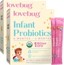 Lovebug Infant Probiotics 0-6 Months - USDA Organic Probiotics for Babies, Supports Baby Gas, Colic, Reflux, Diarrhea and Newborn Constipation Relief, Allergen & Sugar Free, Tasteless Powder, 60 Count