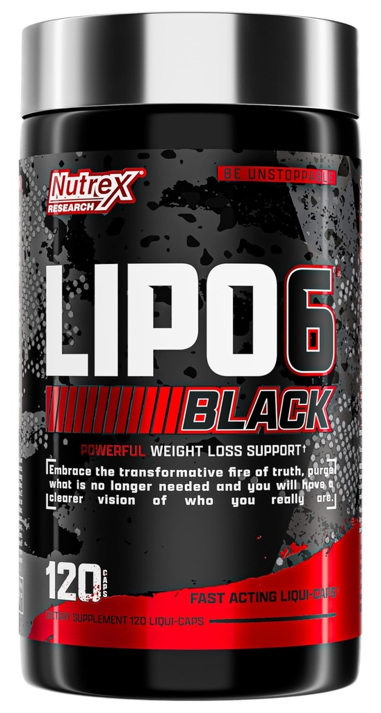 Nutrex Lipo-6 Μαύρο Max δύναμη λίπος Burner - γρήγορη ενέργεια δράσης, απώλεια βάρους χάπια διατροφής – όρεξη καταπιεστική, αναμνηστική μεταβολισμού - 120 κάψουλες