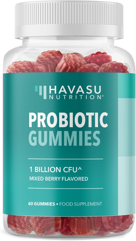 Probiotic Gummies for Digestive Support and Gut Health - 1 Δισεκατομμύριο CFU Bacillus Coagulans - 60 Count - Ράφι Σταθερό, μη-GMO, Χωρίς γλουτένη, και χορτοφάγους - 2 Μήνες Προμήθεια, Μικτή Γεύση μούρων