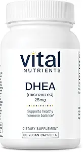 Vital Nutrients DHEA 25mg | Vegan Micronized DHEA Supplement for Women & Men | Supports Hormone Balance | Supports Healthy Metabolism of Sugar & Minerals | Gluten, Dairy, Soy Free | 60 Capsules
