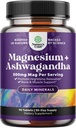 Pure Calm Relaxing Magnesium Glycinate Supplement with Ashwagandha - Μαγνήσιο για την υποστήριξη του στρες και την ανάπαυση για ενήλικες - Δισκία υψηλής απορρόφησης για την υποστήριξη των οστών και των μυών Cramps - 90 Count