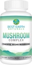 Best Earth Naturals Vegan Mushroom Complex Supplement for Energy, Clarity & Cognative - Immune Support w/Lion's Mane, Reishi, Chaga, Maitake & Shiitake 30 Day Supply (30 Κάψουλες)