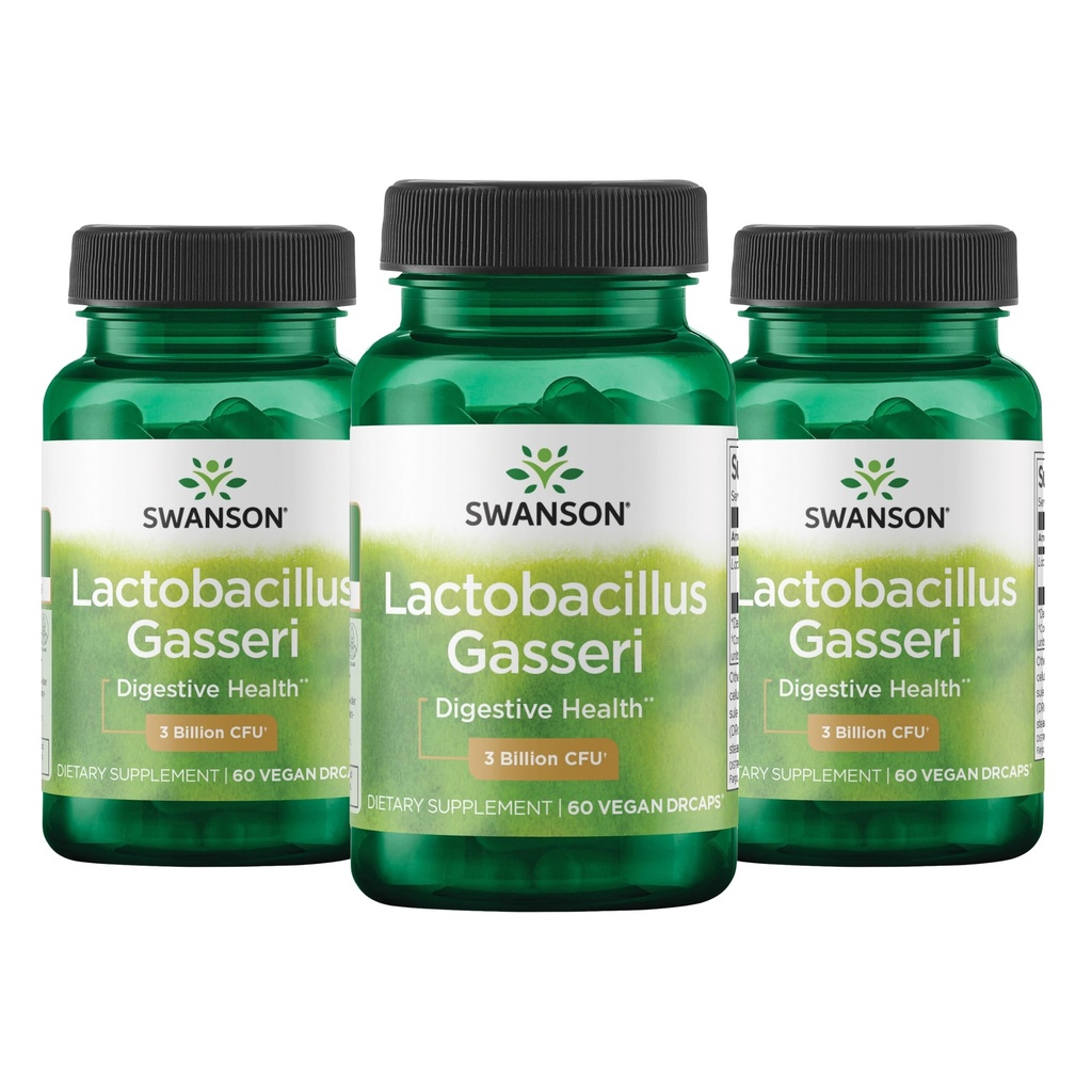 Swanson Lactobacillus Gasseri - Probiotic συμπλήρωμα που υποστηρίζει Digestive υγεία με 3 δισεκατομμύρια CFU - Σχεδιασμός-απαλλαγή κορεσμού & λιπώδης μεταβολισμός Υποστήριξη - (60 κάψουλες λαχανικών) 3 μπουκάλια