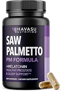 Saw Palmetto PM για άνδρες με μελατονίνη 3mg - Night Time Prostate Health Supplement for Bladdder and Sleep Support - Μείωση της ουρικής συχνότητας - 200 Count - Vegan, Μη ΓΤΟ κάψουλες - Πάνω από 6 μήνες προσφοράς