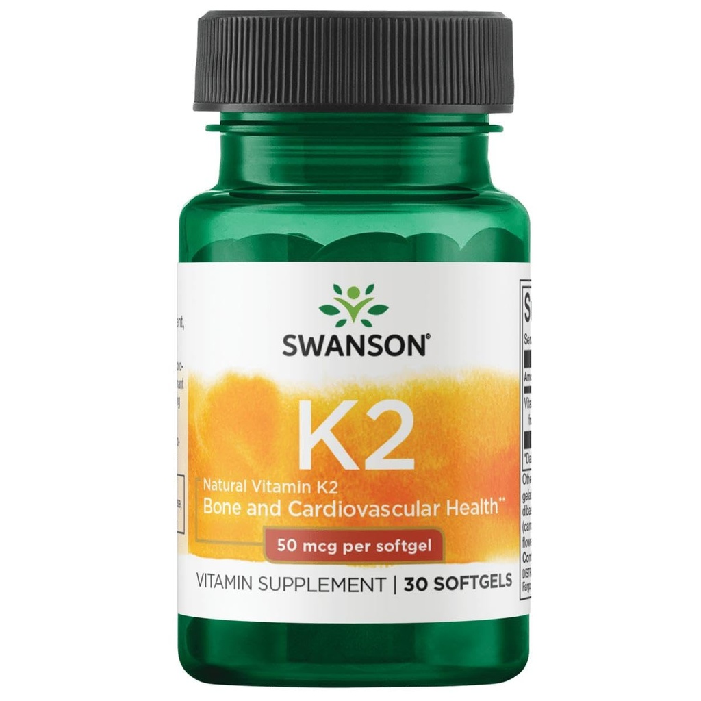 Swanson Φυσική βιταμίνη K2 (Menaquinone-7 από Natto) 50 mcg 30 Sgels (1 Συσκευασία)