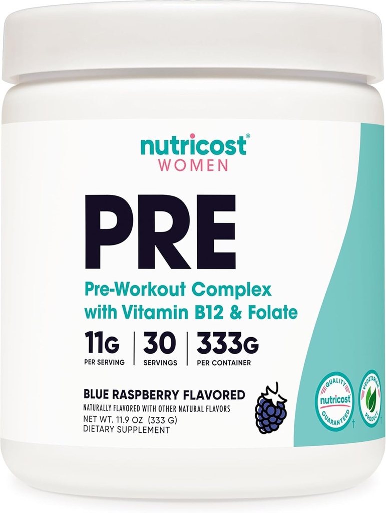 Nutricost σε σκόνη πριν την προπόνηση για γυναίκες, μπλε σμέουρο, 30 σερβιέτες