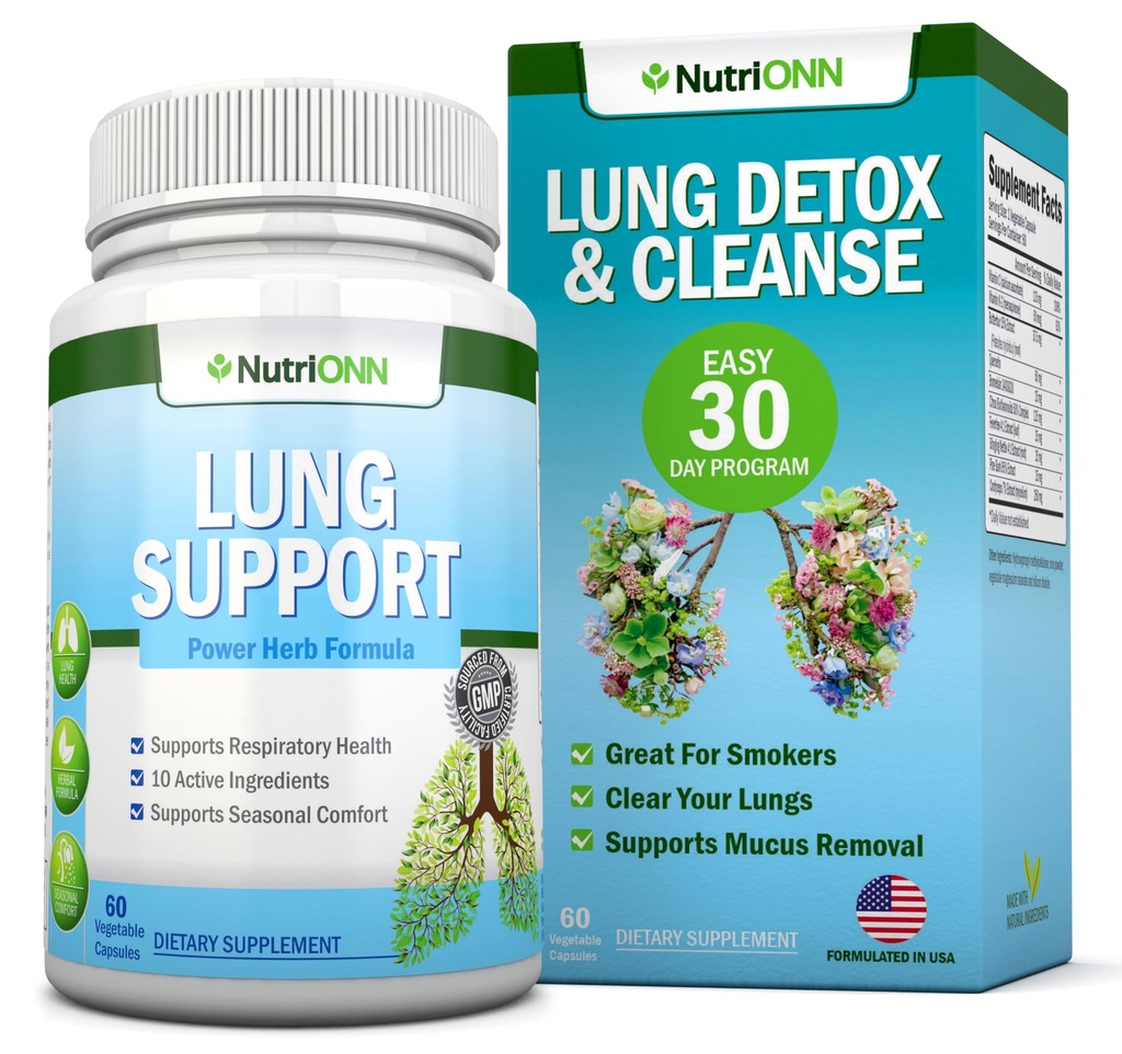 Lung Detox and Cleanse - Μεγάλη για τους καπνιστές - Επιπλέον δύναμη - 100% φυτικά συμπληρώματα για την υγεία των πνευμόνων - υποστήριξη αφαίρεσης των Mucus - Προάγει την αναπνευστική υγεία - Φυσικός τρόπος για να κρατήσει τους πνεύμονες σας σαφές