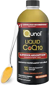 Qunol CoQ10 Liquid Supplement 100mg, Superior Absorption, Natural Form of Coenzyme Q10, Antioxidant for Heart Health, Orange Pineapple Flavored, 90 Servings, 30.4 oz Bottle