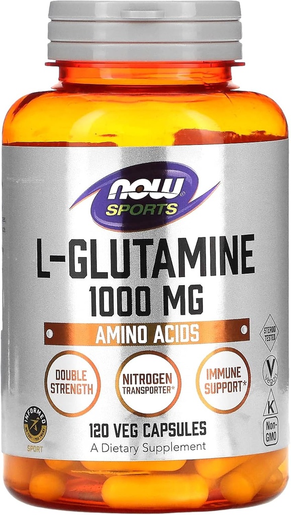 NOW Foods Sports, L-Γλουταμίνη, 1.000 mg, 120 κάψουλες Veg