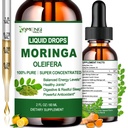 Pure Moringa Oleifera Liquid Drops, Organic Moringa Leaf Extract w. Turmeric, Black Pepper, Moringa Supplement for Energy Metabolism Immune Skin Joint & Gut, 6X Stronger Than Moringa Capsules Powder
