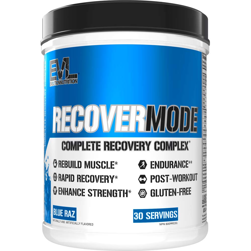 Evlution Nutrition Recover Mode - Πλήρης Post προπόνηση με BCAAs, Ανοσία Υποστήριξη, Βιταμίνη C, D & E, Ηλεκτρολύτες, Ενυδάτωση, Creatine, Γλουταμίνη, Beta-Alanine, L-Καρνιτίνη, 30 Serve, Blue Raz