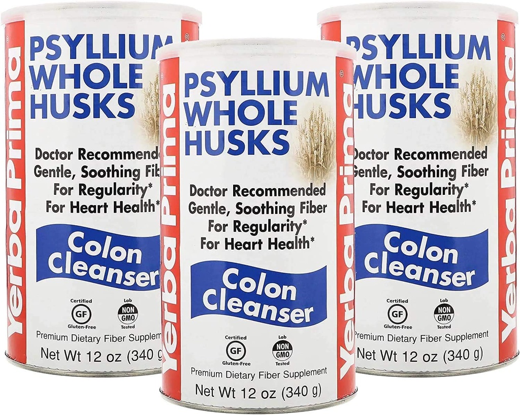 Yerba Prima Psyllium Husk, 12 ουγγιά (πακέτο των 3) - ολόκληρο Husk Fiber συμπλήρωμα για την κανονικότητα, καθαρισμός του παχέος εντέρου, φυσική υποστήριξη για την υγεία των ούλων, μη ΓΤΟ, χωρίς γλουτένη, Vegan, χωρίς γλυκαντικά