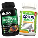 Organic Superfood Greens & Fruit Supplements - Colon Cleanse Detox Formula for Intestinal Bloating - Green Veggie Powder Blend Vegetable Foods & Constipation Relief Supplement Gut, Belly, Stomach