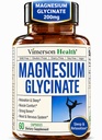 Vimerson Health Magnesium Glycinate 200mg for Sleep, Relaxation & Muscle Support – Chelated, Bioavailable, Vegan and Gentle on Stomach – 60 Capsules