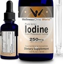 WellnessOne Iodine Drops for Thyroid Support - Συμπλήρωμα υγρού ιωδίου ταχείας δράσης από το κάλιο Iodide - Μεγάλη για Ανοσία & Γνωστικότητα & Μεγιστοποιεί την απορρόφηση σιδήρου - 1,67 fl oz