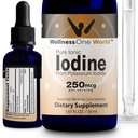 WellnessOne Iodine Drops for Thyroid Support - Συμπλήρωμα υγρού ιωδίου ταχείας δράσης από το κάλιο Iodide - Μεγάλη για Ανοσία & Γνωστικότητα & Μεγιστοποιεί την απορρόφηση σιδήρου - 1,67 fl oz
