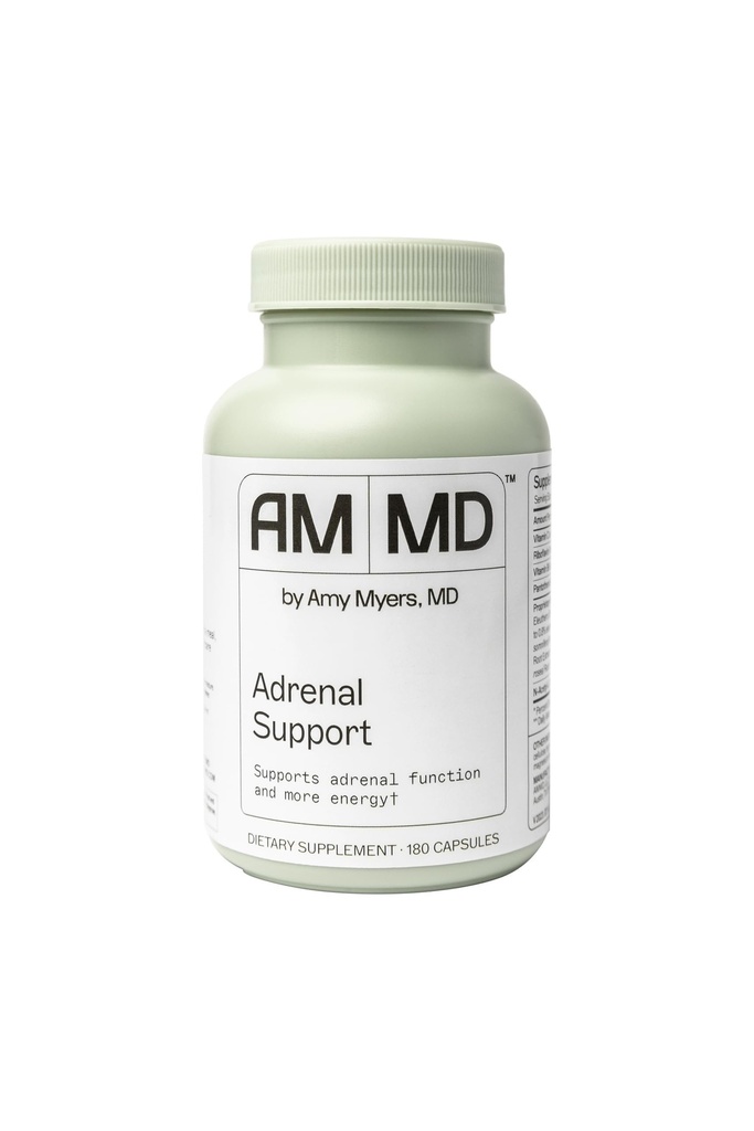 Amy Myers MD Adrenal Support - Προσαρμοσμένο συμπλήρωμα βοτάνων με Ashwagandha, Ριβοφλαβίνη, Βιταμίνη B6 & More - Χωρίς γλουτένη, Μη-Ηρεμία & Μη-Σόγια - 180 κάψουλες