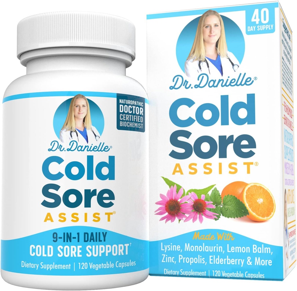 Best Cold Sore Supplement with Lysine and Lemon Balm - Dr. Danielle Cold Sore Assist - 120 κάψουλες