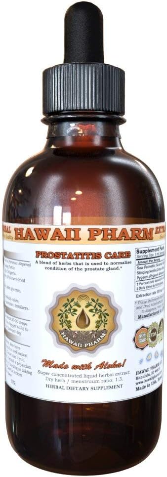HawaiiPharm Prostate Υποστήριξη συμπλήρωμα διατροφής: Pygeum (Pygeum Africanum) Bark, Saw Palmetto (Serenoa Repens) Berry, Stinging Nettle (Urtica Dioica) Βάμμα φύλλων (Alcohol-βασισμένο υγρό εκχύλισμα) 2 oz