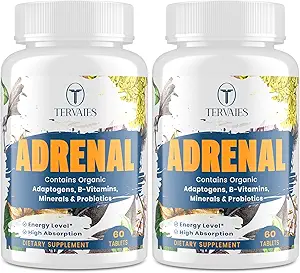 Adrenal Support Adaptogens Βότανα Συμπληρώματα - Cortisol συμπλήρωμα με Rhodiola Rosea, Ashwagandha, Ιερός Βασίλειος και Eleuthero-Mood και την ενεργειακή υποστήριξη για τις γυναίκες & άνδρες-όχι-GMO, 120 Vegan δισκία