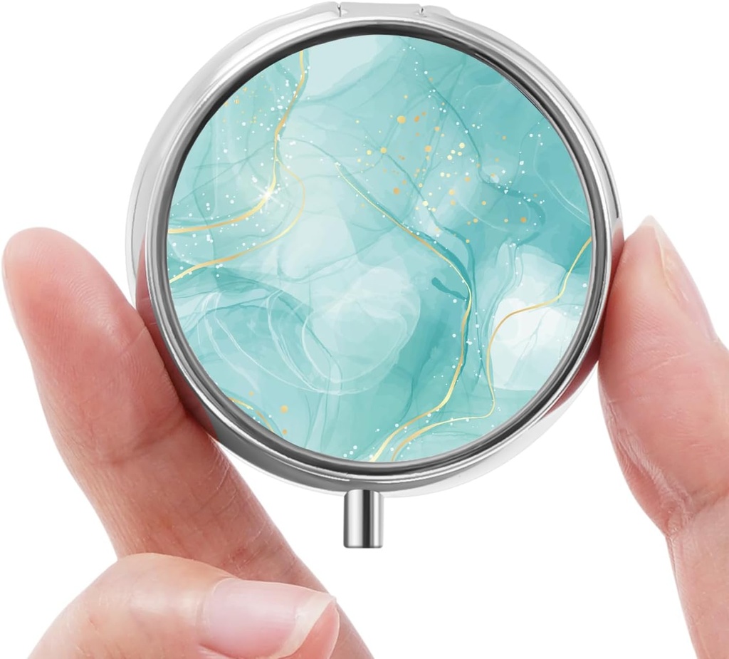 Μίνι κουτί χαπιών, μικρό κουτί χαπιών, φορητό κουτί χαπιών, χαριτωμένος οργανωτής χαπιών για βιταμίνες, φάρμακα, ιχθυέλαιο και συμπληρώματα (Όμορφο μάρμαρο)