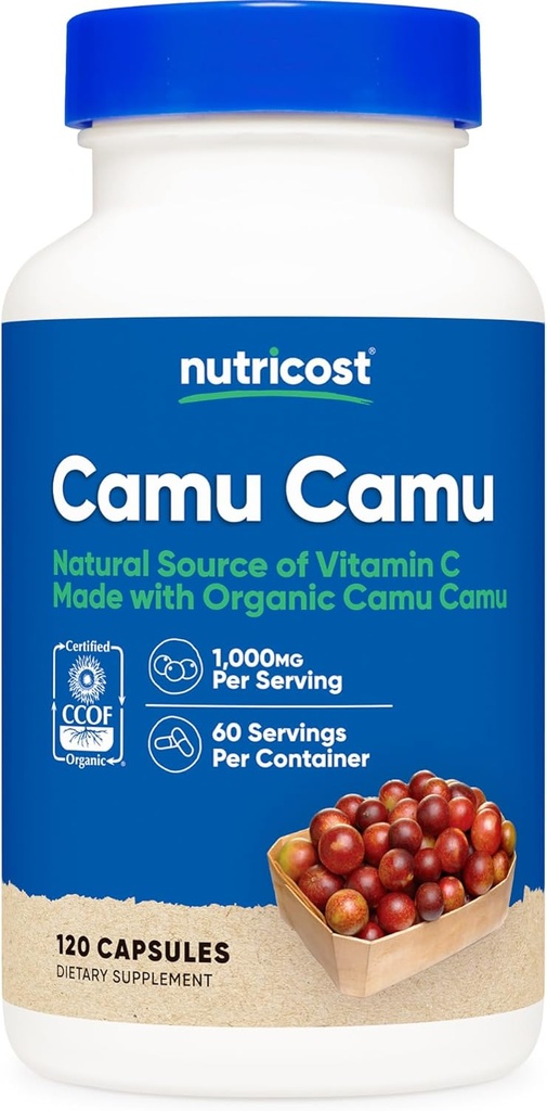 Nutricost Camu Camu 1000mg, 120 κάψουλα - CCOF Certified Made with Organic, Non-GMO και Gluten Free