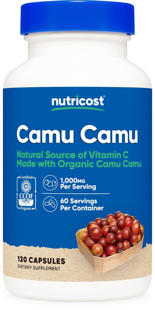 Nutricost Camu Camu 1000mg, 120 Capsule - CCOF Certified Made with Organic, Non-GMO and Gluten Free