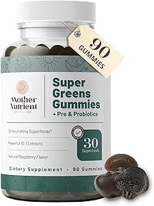 Super Greens Gummies for Women, Adults - with Prebiotics & Probiotics, Not 8, but 30 Powerful Greens Superfoods - Multivitamin Veggie Chewables (90 Gummies)