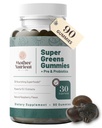 Super Greens Gummies for Women, Adults - with Prebiotics & Probiotics, Όχι 8, αλλά 30 Ισχυρό Greens Superfoods - Multivitamin Veggie Chewables (90 Gummies)