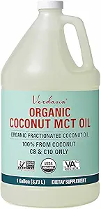Verdana USDA Certified Organic Coconut MCT Oil – Λάδι καρύδας με φρουκτόζη – Δεν χρησιμοποιείται πυρήνας φοίνικα – Kosher, βαθμός τροφίμων, μη GMO – Μεγάλη για Keto και Παλαιό Διατροφή – 1Gallon
