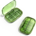 6 Compartment Travel Pill Box, Pill Organizer Moisture Proof Pill Case, Small Pill Box for Pocket Purse, Daily Portable Medicine Vitamin Box, Fish Oil Box, Supplement Box(Green)