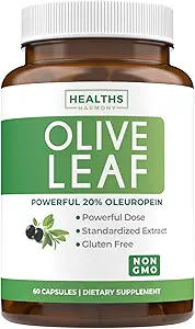 Super Strength Olive Leaf Extract Κάψουλες - Vegan Non-GMO 750mg εκχύλισμα ελιάς με 20% Oleuropein Αντιοξειδωτικό συμπλήρωμα για την Ανοσία Δέρμα και την Καρδιά Υποστήριξη για την Υγεία - Made in The USA (2 Μήνες Προσφορά)