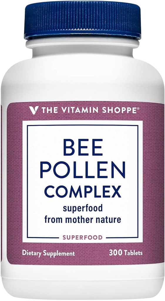 The Vitamin Shoppe Bee Pollen Complex 1.000MG, Superfood with Bee Propolis and Royal Jelly, Εποχιακή υποστήριξη ανοσοποιητικού συστήματος (300 δισκία)