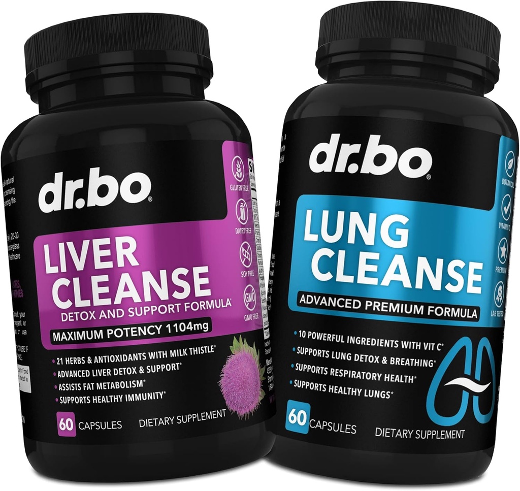 DR. BO Liver Cleanse & Lung Support Pills - Βότανο Cleanser Formulas για την υποστήριξη της υγείας του ήπατος και των πνευμόνων