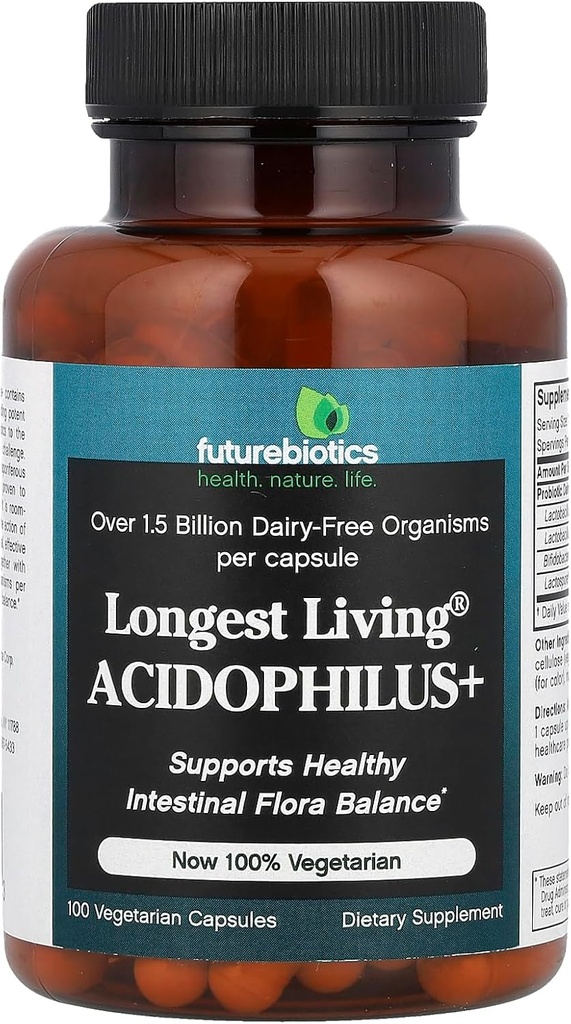 Μελλοντικά αντιβιοτικά μακροζωία Acidophilus Plus κάψουλες, 100-Count