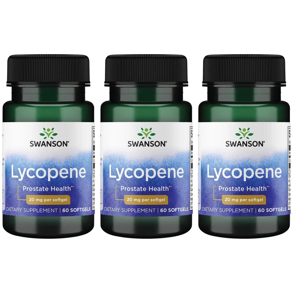 Swanson Lycopene - Φυσικό συμπλήρωμα που προωθεί την υγεία του προστάτη, την υγεία της καρδιάς, και υποστηρίζει την πίεση του αίματος μέσα στο φυσιολογικό εύρος - Mens συμπλήρωμα υγείας - (60 Softgels) 3 Pack