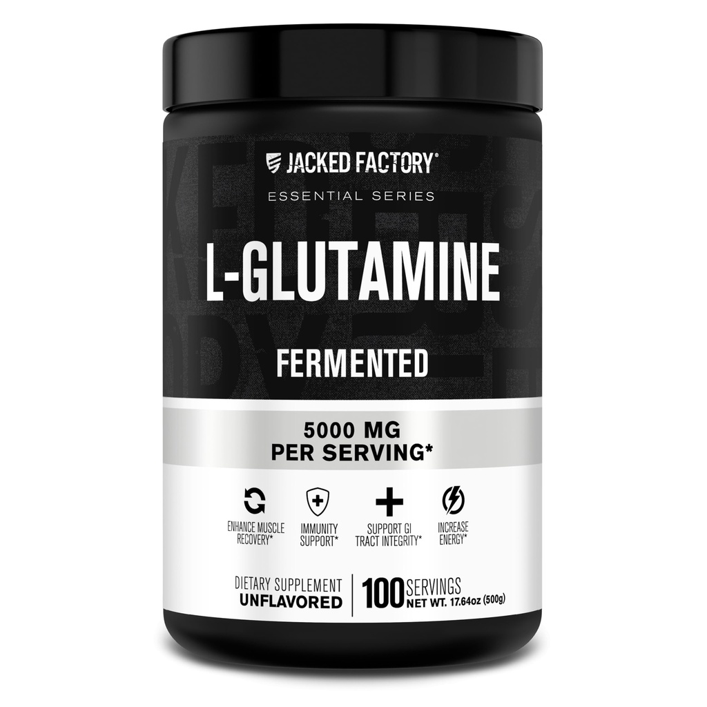 Jacked Factory L-Glutamine Powder 100 σερβιρίσματος - Vegan Fermented L συμπλήρωμα γλουταμίνης για την αποκατάσταση μυών μετά την προπόνηση, ανοσία, Digestive Health 