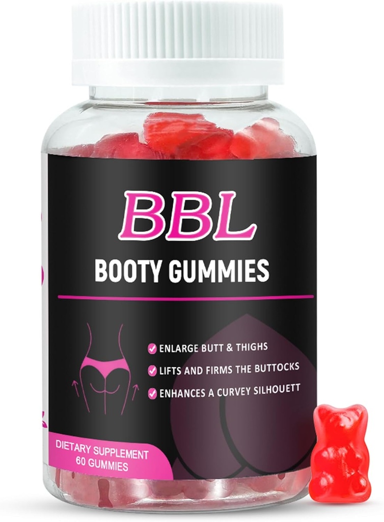 BBL Gummies για την ανάπτυξη γλουτών γυναικών, 60 Count, Bear Shape Booty Gummies για την ενίσχυση Curvy σώμα, But Boost Βιταμίνη Gummies για Bigger Butt Fast, Vegan Weight Gainer Gummies