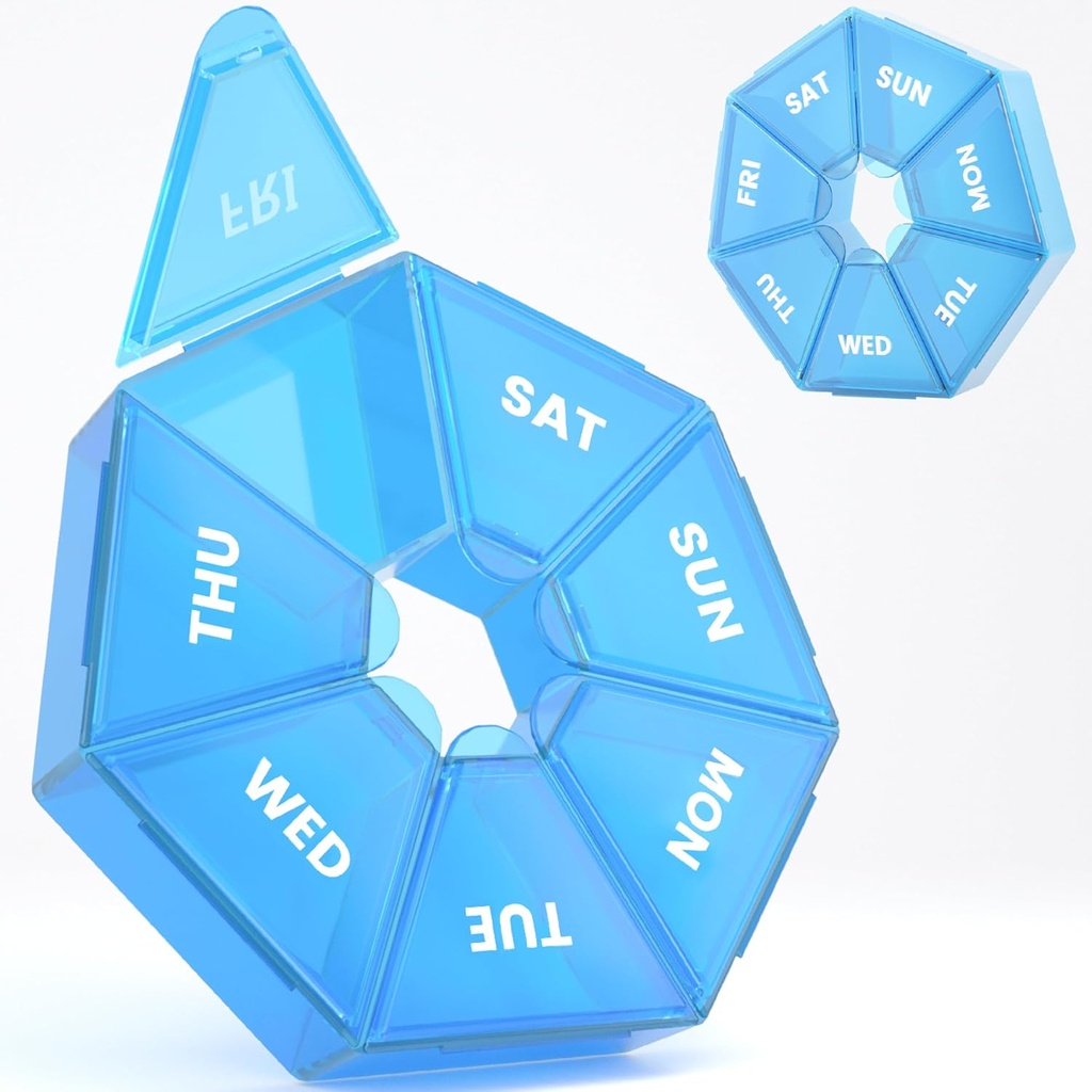 Weekly Pill Organizer, 2 Pack Portable Pill Box Ιατρική περίπτωση 6 Χρώματα (Επτά Ημέρα) Νέα έκδοση για τη βιταμίνη / Fish Oil / Χάπια / Συμπληρώματα-Αρθρίτιδα Φιλικό (μπλε)