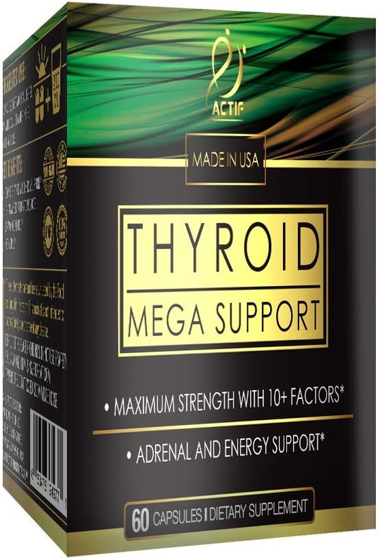 ACTIF Thyroid Mega Support - Μέγιστη δύναμη με 10+ Thyroid Παράγοντες - Υποστηρίζει την ενέργεια, το μεταβολισμό, την επινεφρική κόπωση και την αντίδραση στο στρες - μη ΓΤΟ, 1 μήνα προσφοράς, Made in USA